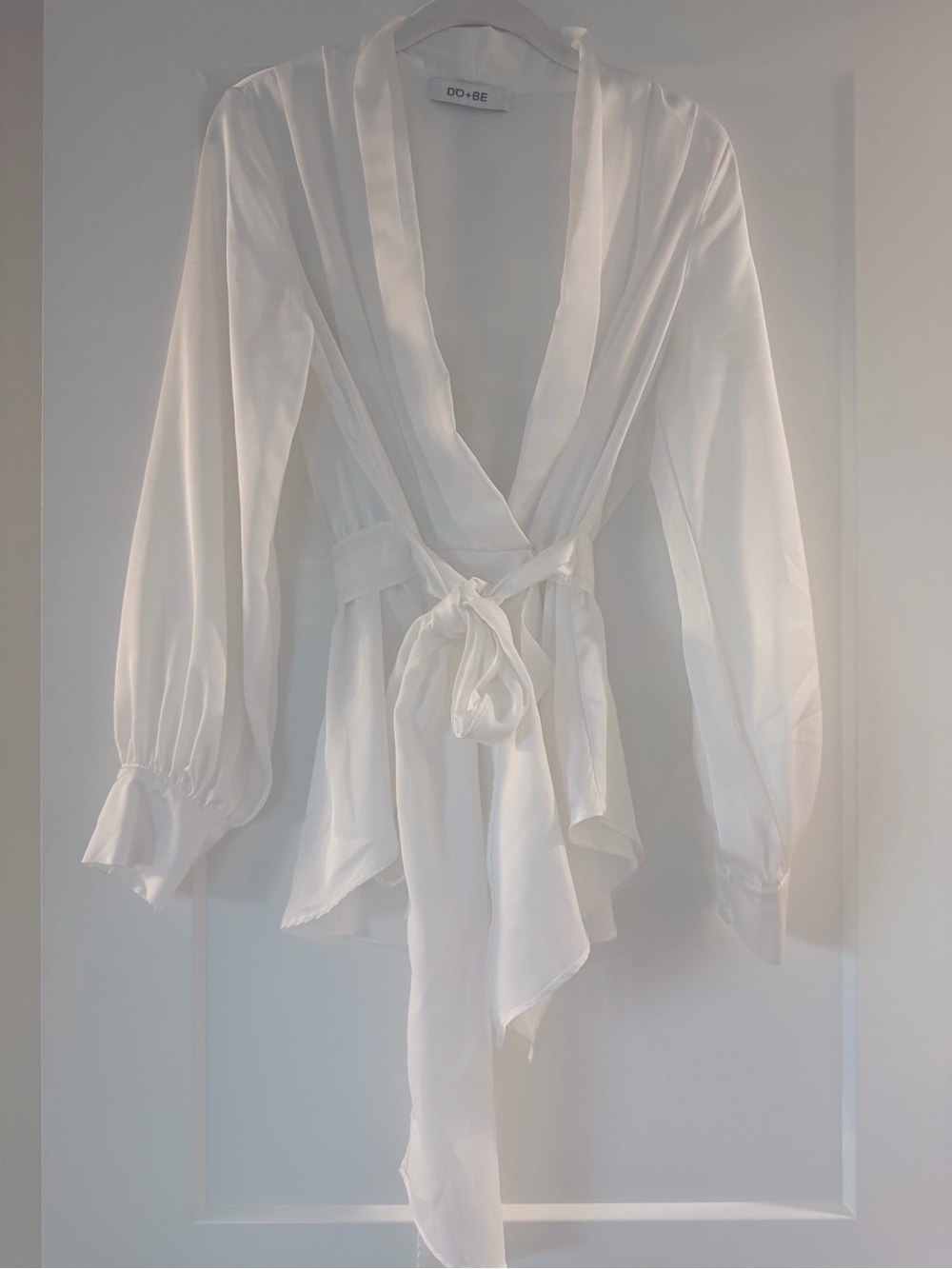 DO+BE Ivory Wrap Tie Blouse with Flowing Sash